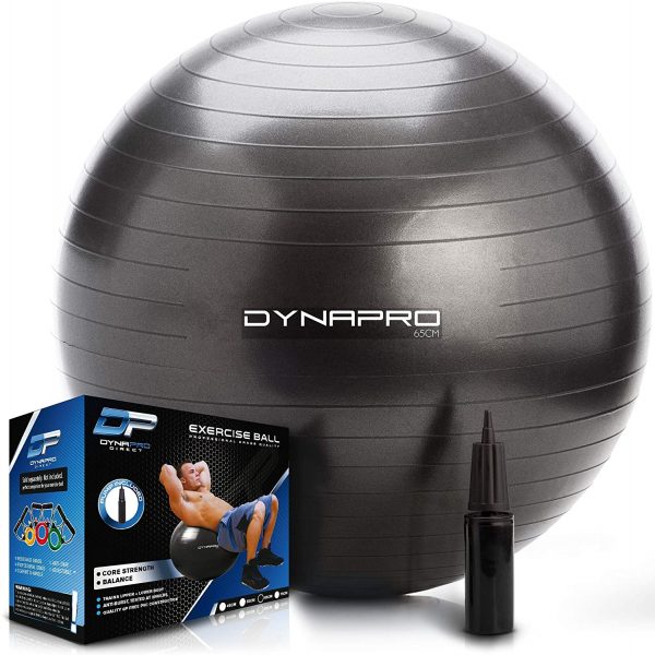 DYNAPRO Exercise Ball – Extra Thick Eco-Friendly & Anti-Burst Material Supports Over 2200lbs – Stability Ball for Home, Gym, Chair, Birthing Ball