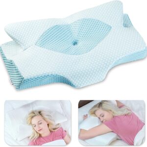 Elviros Cervical Memory Foam Pillow, Contour Pillows for Neck and Shoulder Pain, Ergonomic Orthopedic Sleeping Neck Contoured Support Pillow for Side...